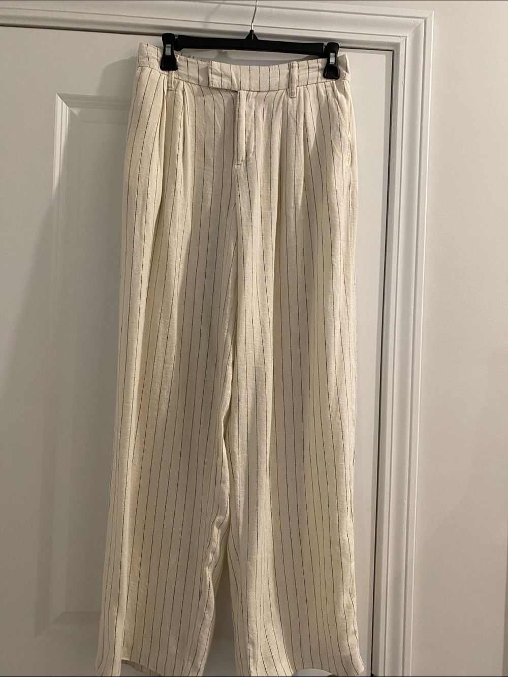 a new day Cream Pinstripe Wide-Leg Trousers